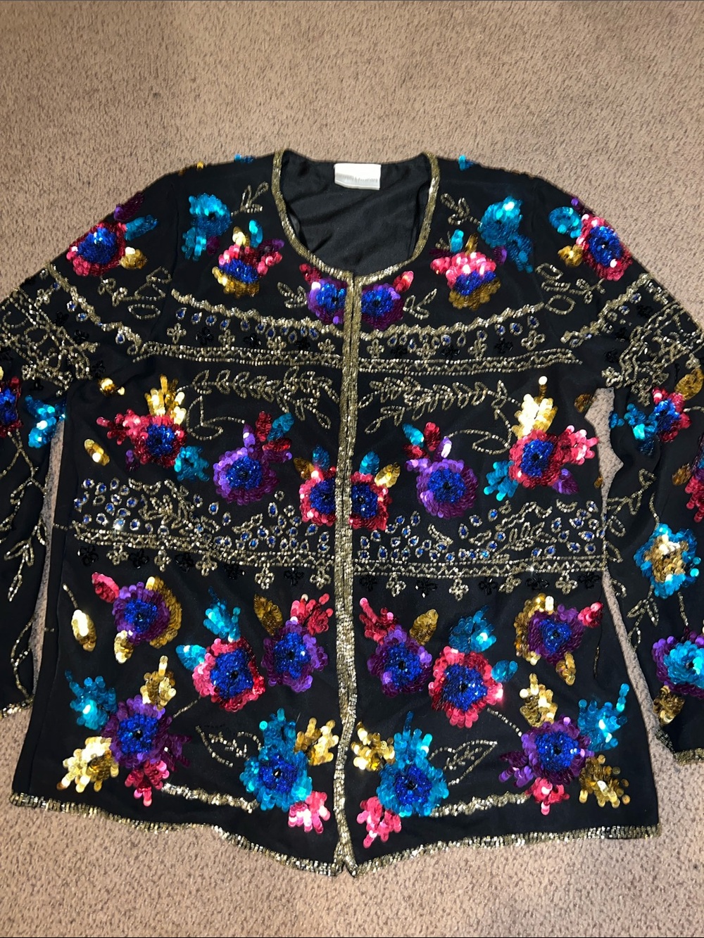 Vintage Plus Drapers + Damons Sequin Floral Jacket size Large